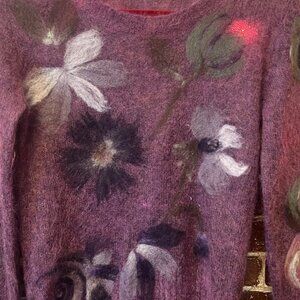 GIGI Woman Cashemere Mohaire Purple Floral Sweater